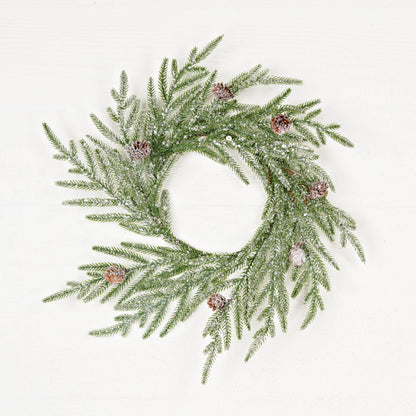 Snowy Soft Touch Norfolk Pine with pinecones - wreath