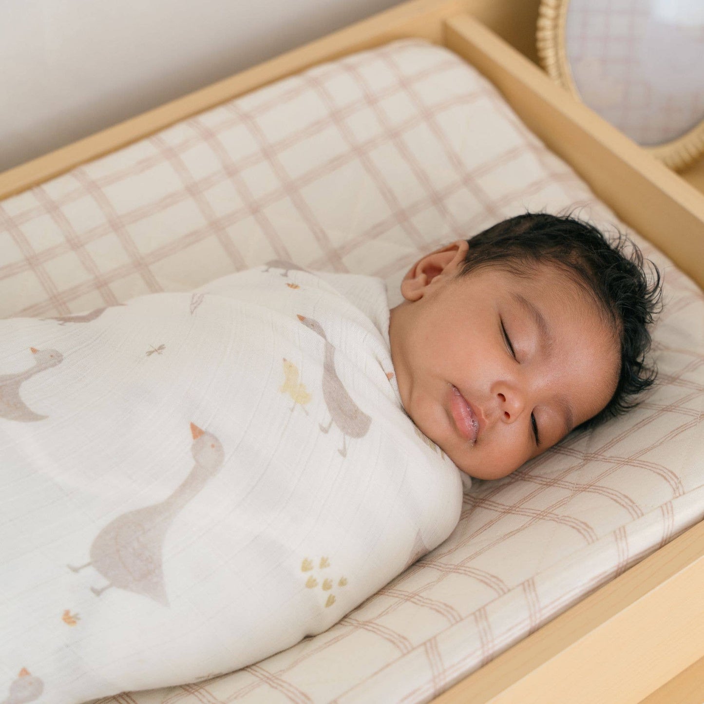 Farmhouse Goose/Check Swaddle Set