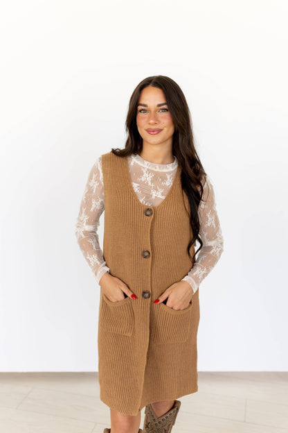 BUTTON DOWN SWEATER DRESS