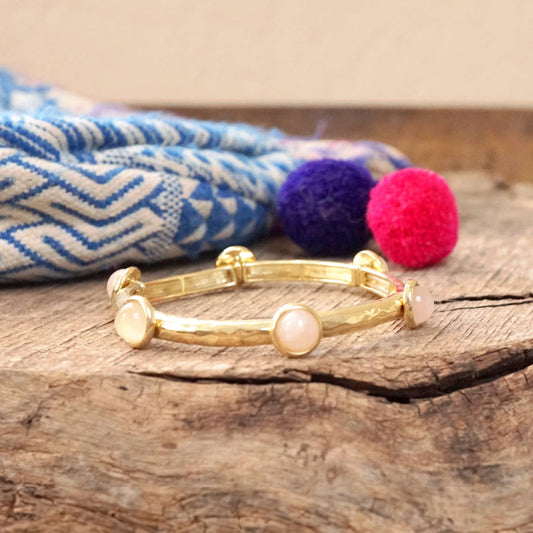 Jeweled Golden Bangle with stone dots