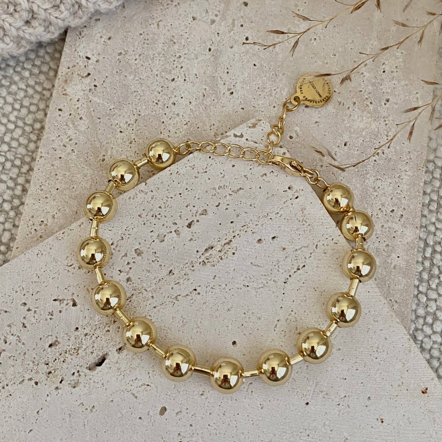 Military Satellite Chain Beaded Bracelet 18k Gold Filled