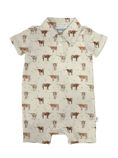 Longhorns Cows - SS Polo Romper