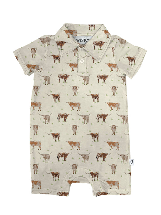 Longhorns Cows - SS Polo Romper