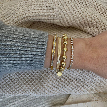 Military Satellite Chain Beaded Bracelet 18k Gold Filled