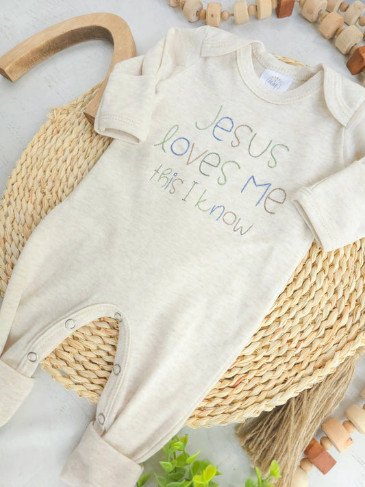 Jesus Loves Me Baby Boy Romper