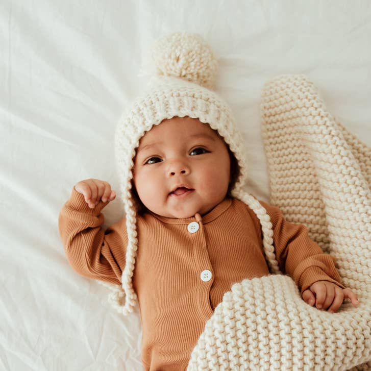 Natural Garter Stitch Bonnet Baby & Kids