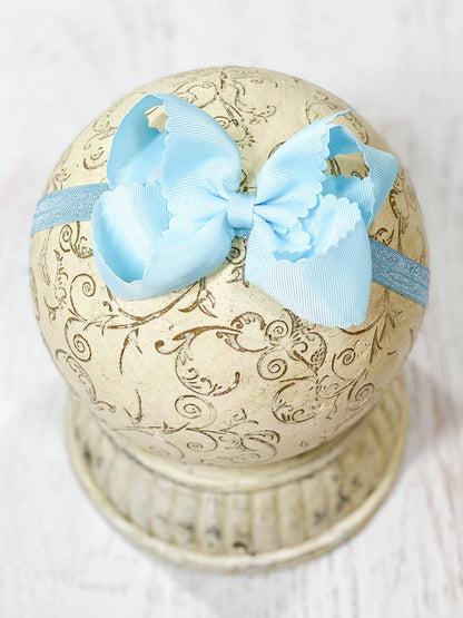 Classic Scalloped Bow - Headband - 4.5"