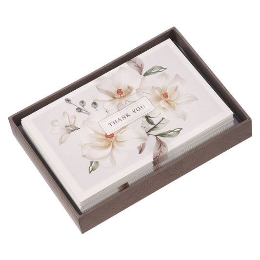 Thank You White Floral Boxed Cards