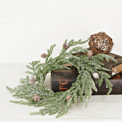 Snowy Soft Touch Norfolk Pine with pinecones - wreath