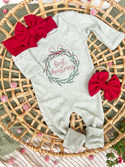 First Christmas Wreath Outfit