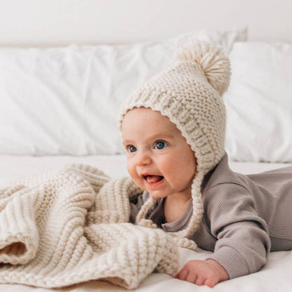 Natural Garter Stitch Bonnet Baby & Kids