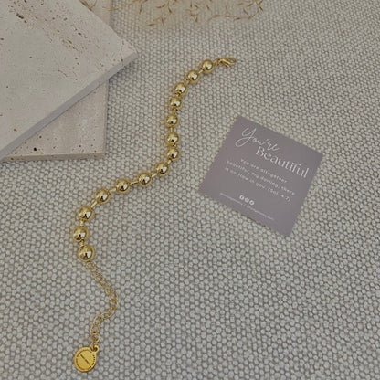 Military Satellite Chain Beaded Bracelet 18k Gold Filled