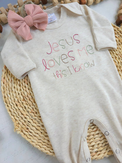 Jesus Loves Me Baby Girl Romper