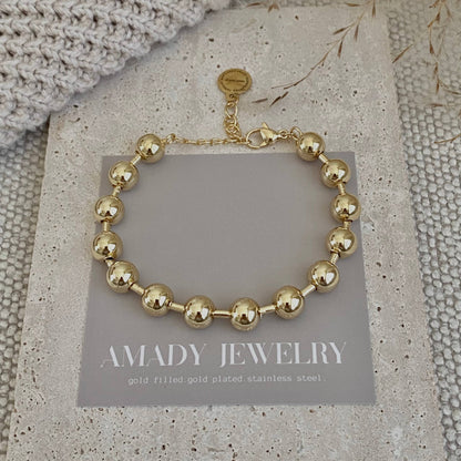 Military Satellite Chain Beaded Bracelet 18k Gold Filled