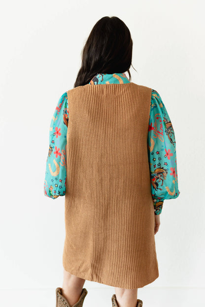 BUTTON DOWN SWEATER DRESS