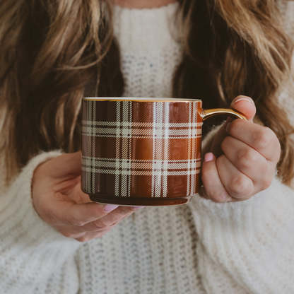 *NEW* Brown Plaid Coffee Mug - Fall Decor & Gifts