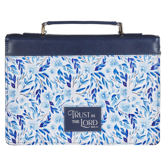 Bible Cover Fashion Blue Floral Trust Prov. 3:5 L