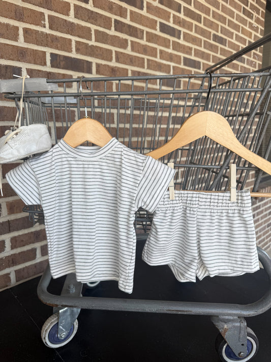 Lou Cotton Set in Grey Stripes