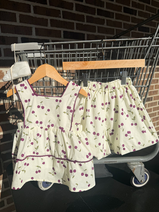 Sleeveless Sweet Cherry Dress And Bloomers