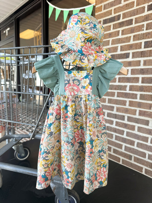 Baby Girl Flower Pattern Butterfly Sleeve Design Cute Dress