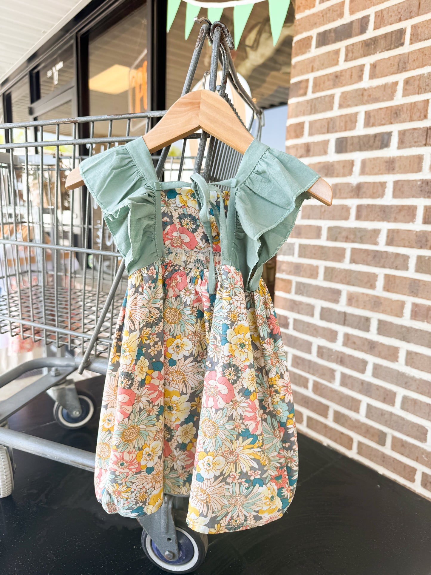 Baby Girl Flower Pattern Butterfly Sleeve Design Cute Dress