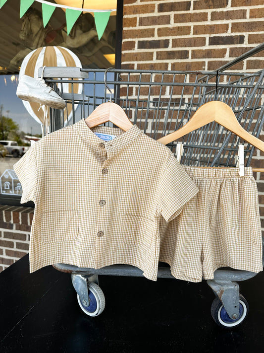 Boys Plaid/Short Sleeve Top Shirt And Short