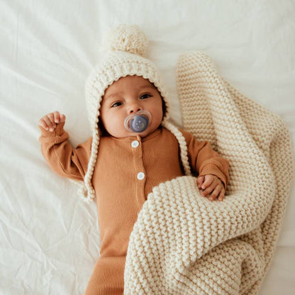 Natural Garter Stitch Bonnet Baby & Kids