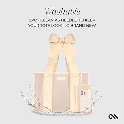 Case-Mate Ecru Raffia Bow Jelly Tote Bag