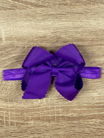 Classic Scalloped Bow - Headband - 4.5"