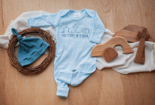 Baby Boy Easter Romper | True Story He Has Risen