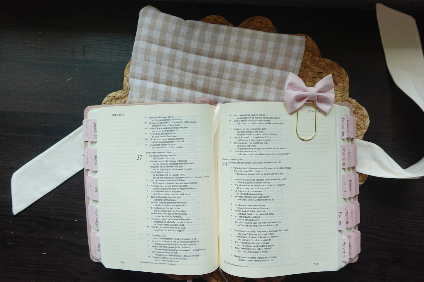 Milk & Honey Bible Sleeve – Tan & White Handmade Bible Cover