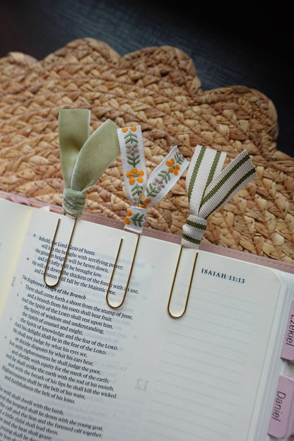 Garden Grace Trio – Handmade Ribbon Bookmark