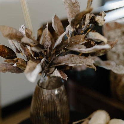 Ribbed Amber Glass Vase