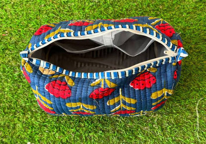 Floral Printed Quilted Cotton Makeup Cosmetic Bags