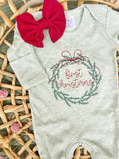First Christmas Wreath Outfit