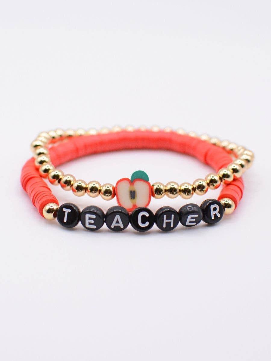 Red TEACHER Bracelet set