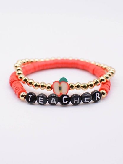 Red TEACHER Bracelet set