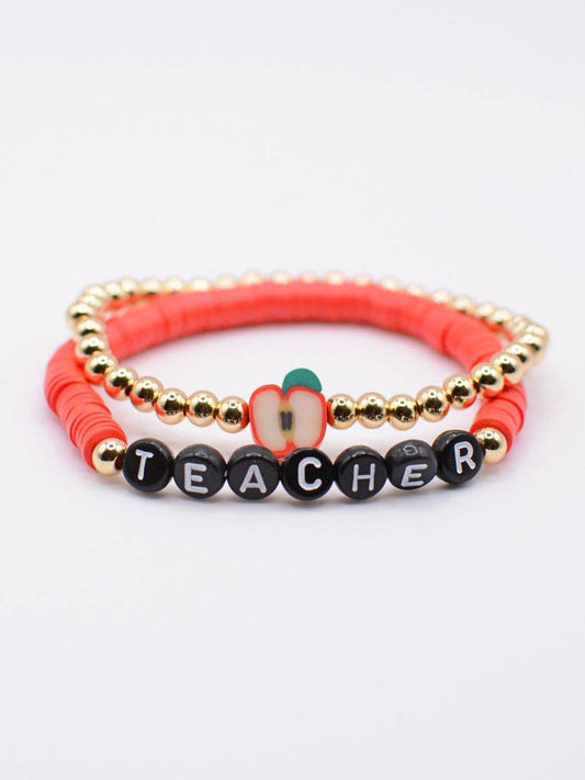 Red TEACHER Bracelet set