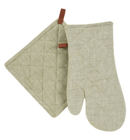 Chambray Oven Mitt & Pot Holder Set