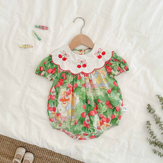 Patchwork Cherry Pattern Onesie