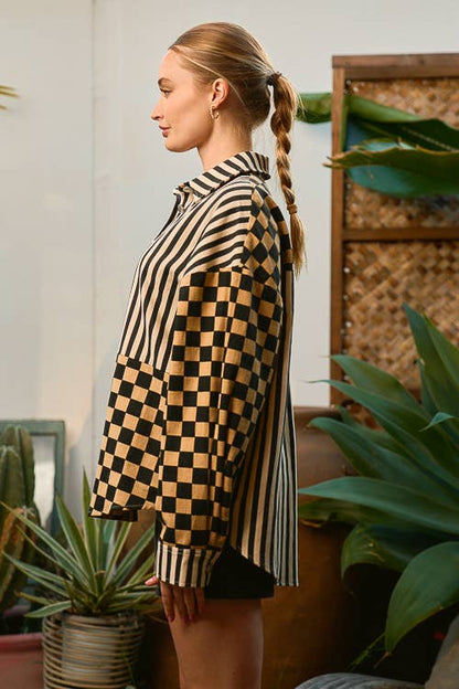 MIX & MATCH CHECKER STRIPE SHACKET