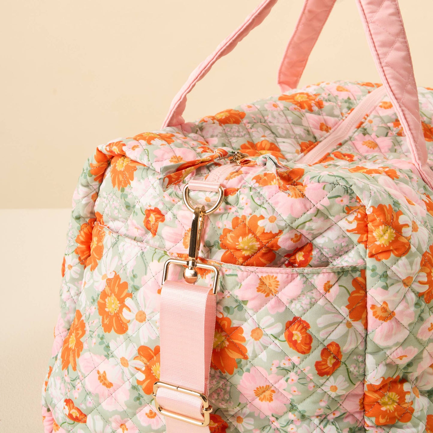 On-the-Go Quilted Weekender Bag-Bouquet Beauty Sage