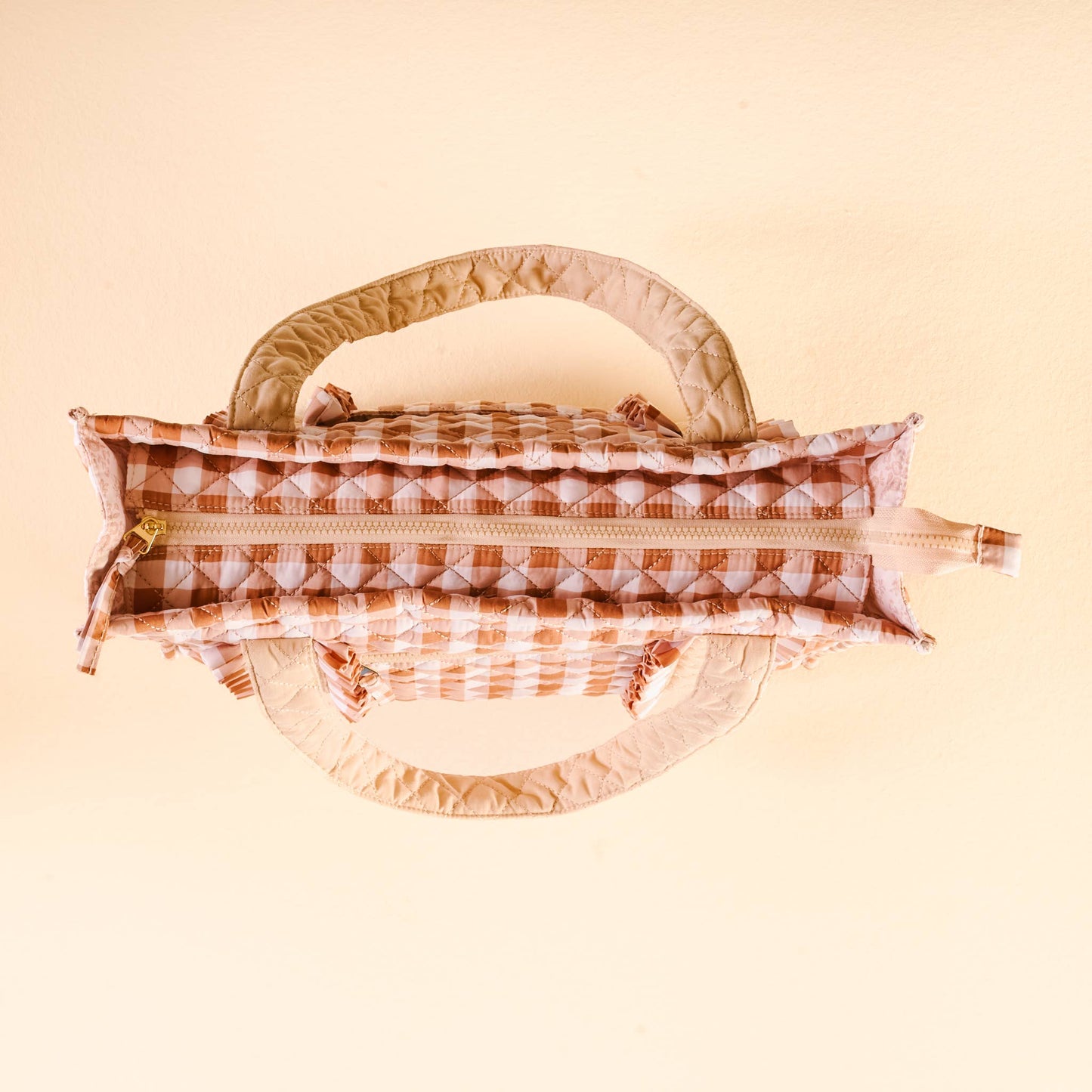 The Everyday Quilted Tote Bag-Maple Gingham
