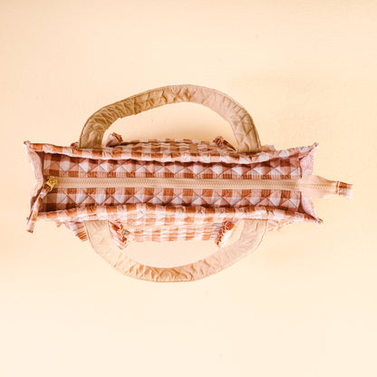 The Everyday Quilted Tote Bag-Maple Gingham