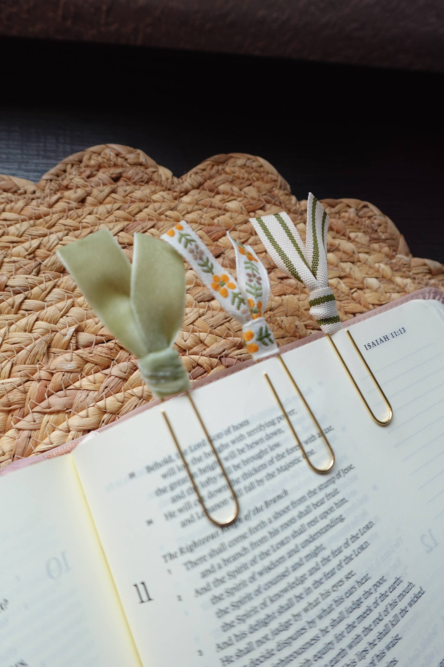 Garden Grace Trio – Handmade Ribbon Bookmark