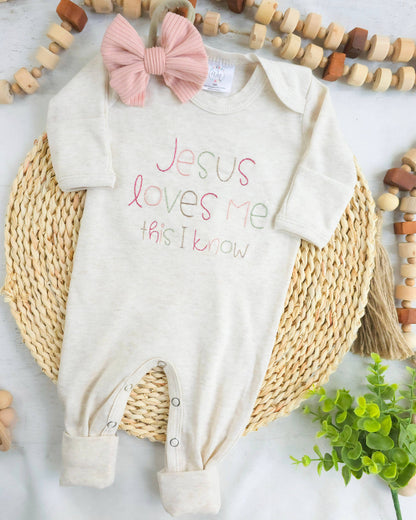 Jesus Loves Me Baby Girl Romper