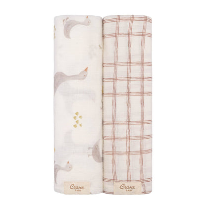 Farmhouse Goose/Check Swaddle Set