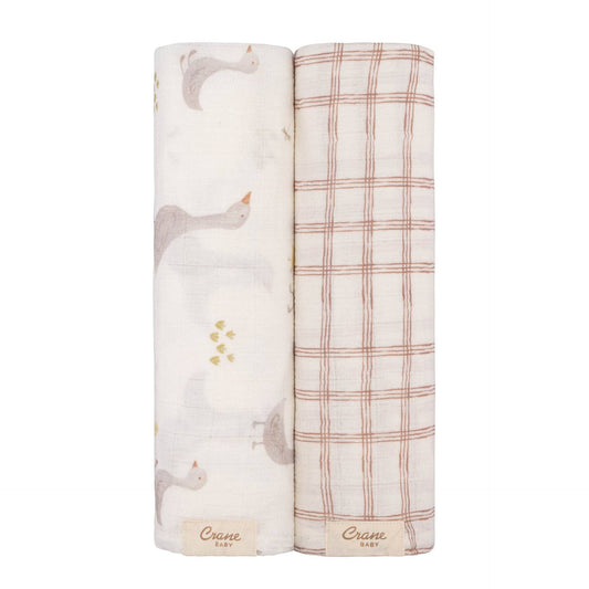 Farmhouse Goose/Check Swaddle Set