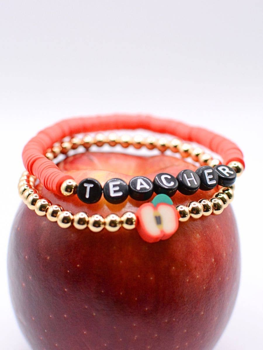 Red TEACHER Bracelet set