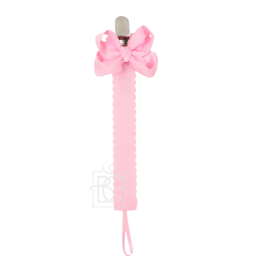 Scalloped Grosgrain Pacifier Clip w/ Detachable Bow